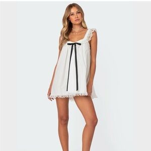 Edikted White Mini Dress with Black Bow